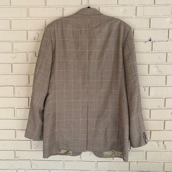 Brooks Brothers Blazer Men 42L Beige Houndstooth Wool Three Button Sport Coat - Picture 3 of 9